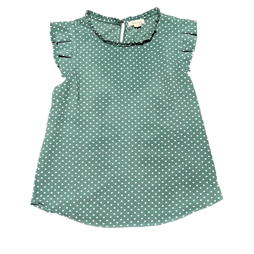 Monteau Green Polka Dot Blouse Size L